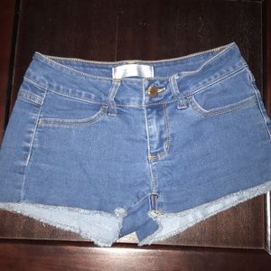 Light blue stretchy denim shorts